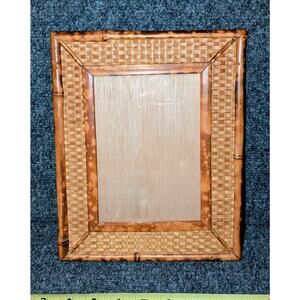 Vintage 60s Mid-Century Italian Wicker Rattan Bamboo Photo Frame